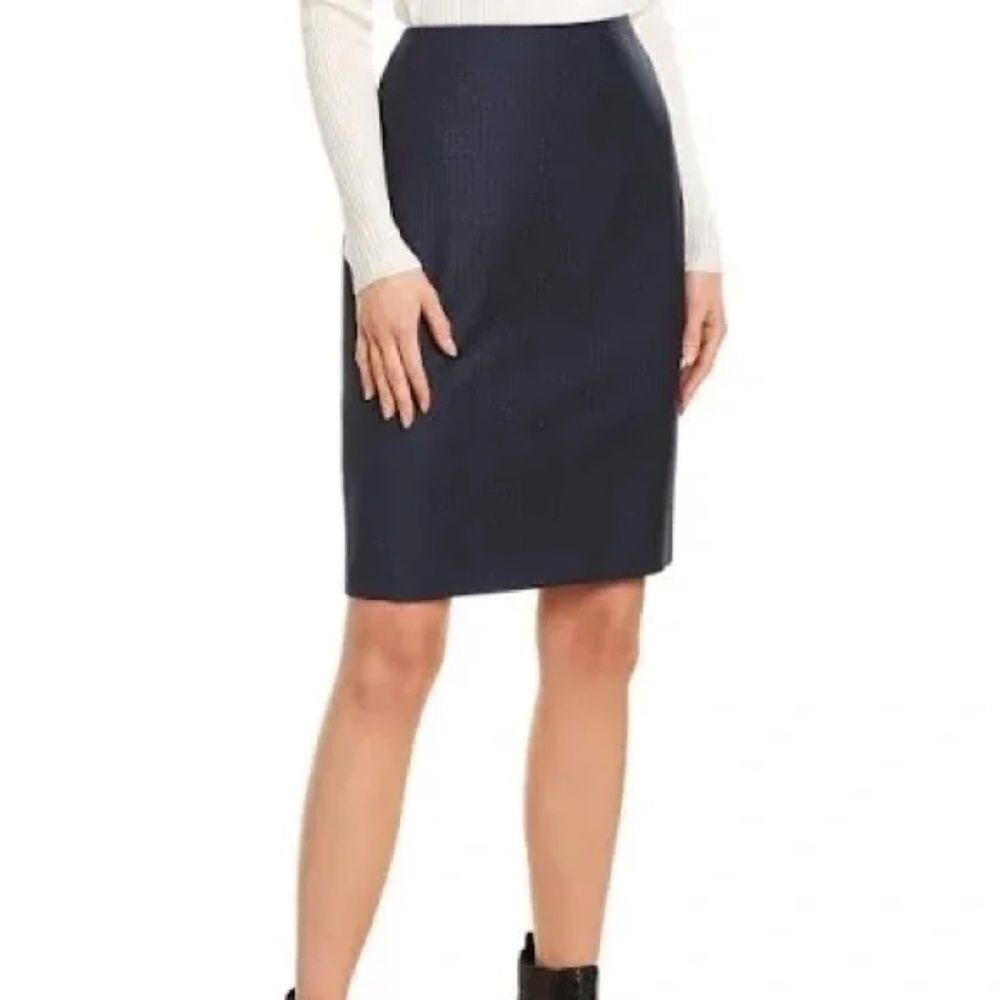Hugo Boss Pinstripe Vikena Pencil Skirt in Midnight Fantasy NWT